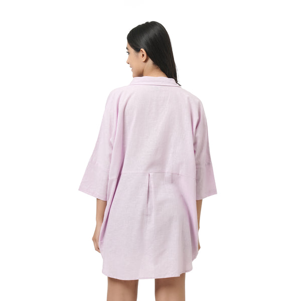 QF Oversized Lavender Linen Shirt Dress