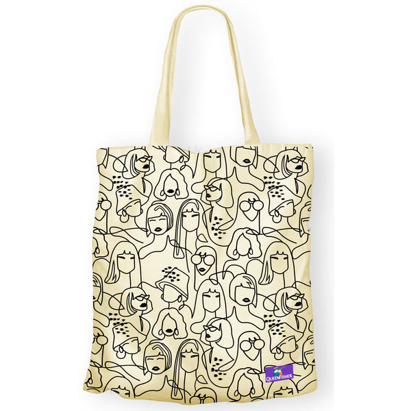 QF Women Graphic Printed Shopper White Tote Bag