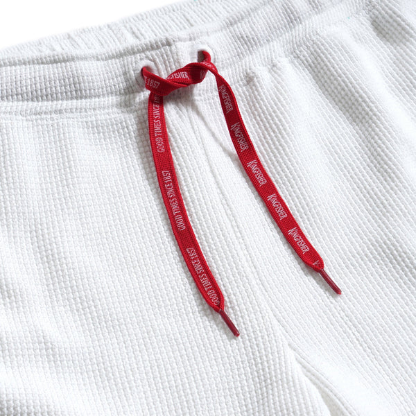 KF White Waffle Shorts with Contrast Piping
