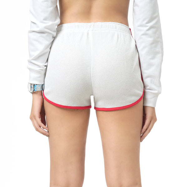 KF White Waffle Shorts with Contrast Piping