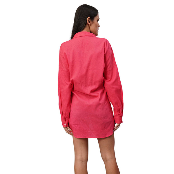 KF F/Slv Pink Multiway Anti Fit Shirt Dress