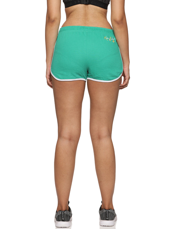 KF Green Waffle Shorts with Contrast Piping