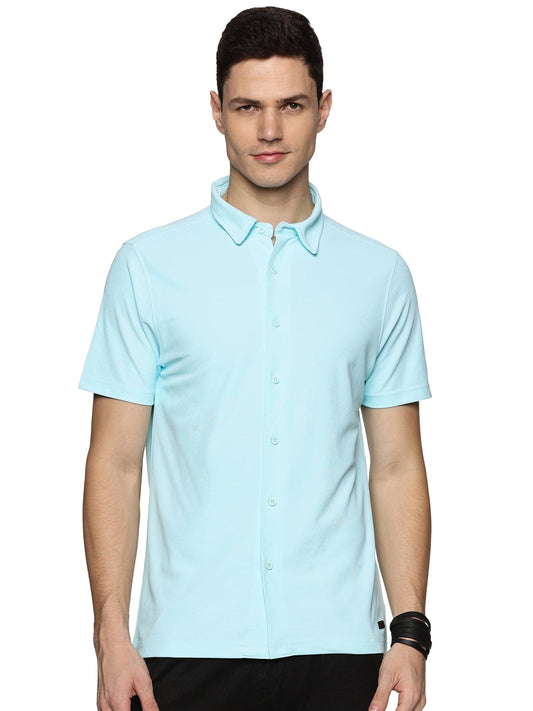 Short Sleeve Knitted Mint Island Solid Shirt