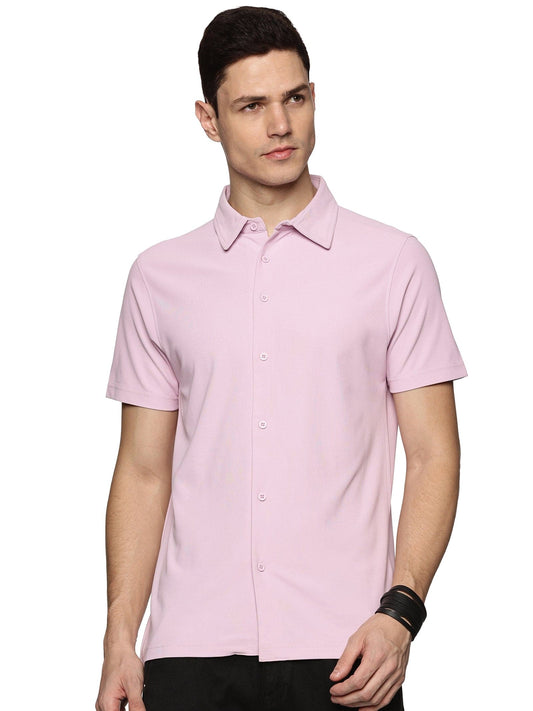 Short Sleeve Knitted Orchid Bloom Island Solid Shirt