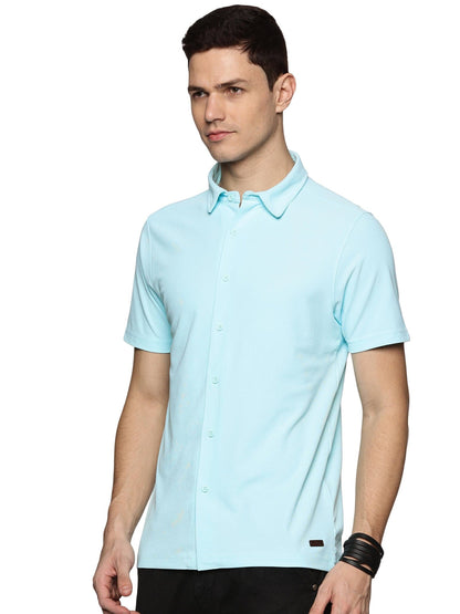 Short Sleeve Knitted Mint Island Solid Shirt