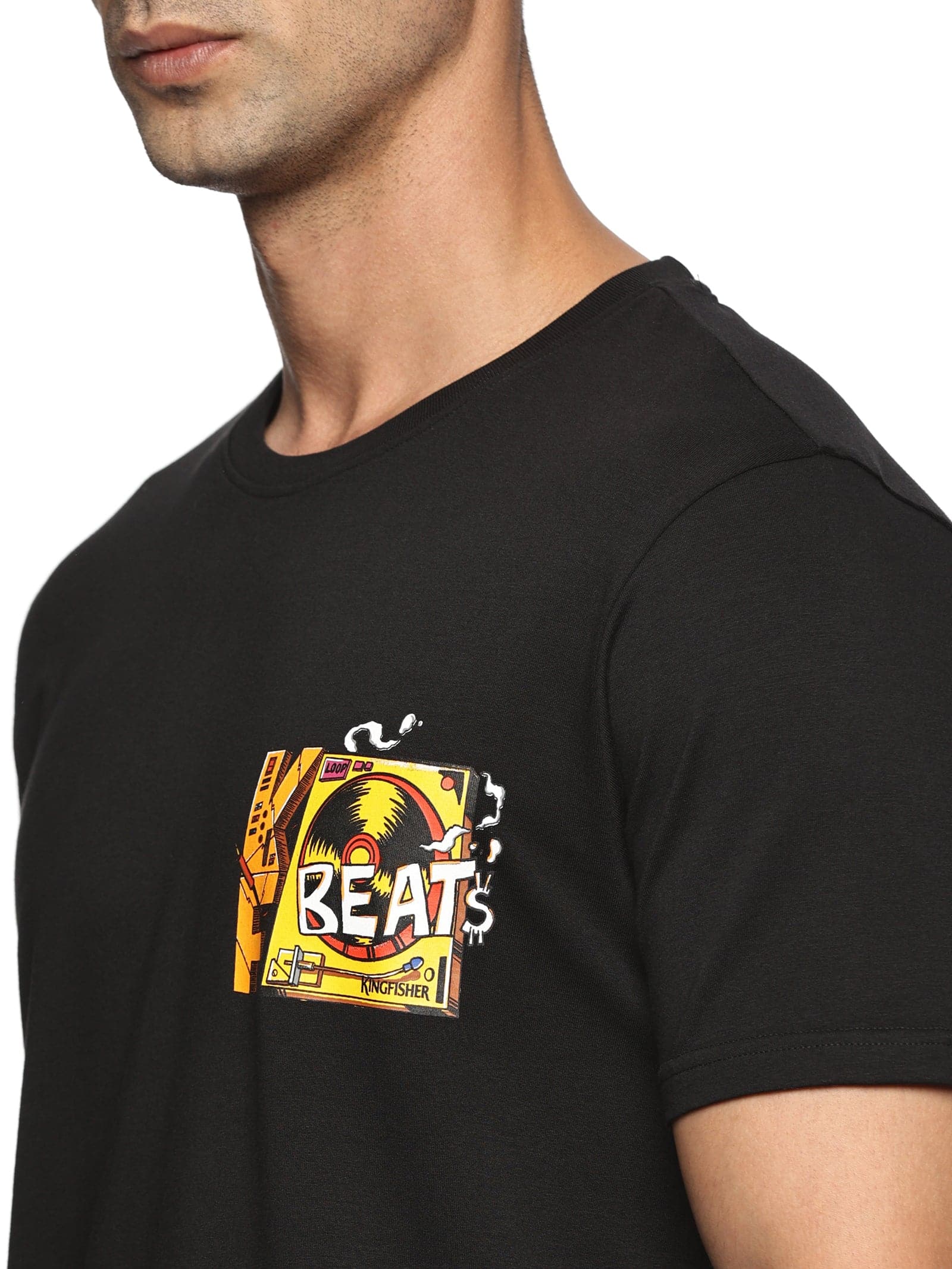 KF DJ BEATS MEN'S BLACK SHORT SLEEVE T SHIRT