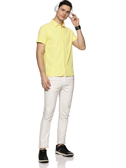 Short Sleeve Knitted Sunshine Yellow Island Solid Shirt