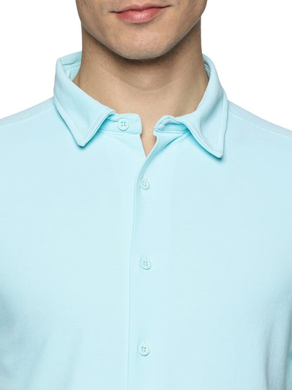 Short Sleeve Knitted Mint Island Solid Shirt