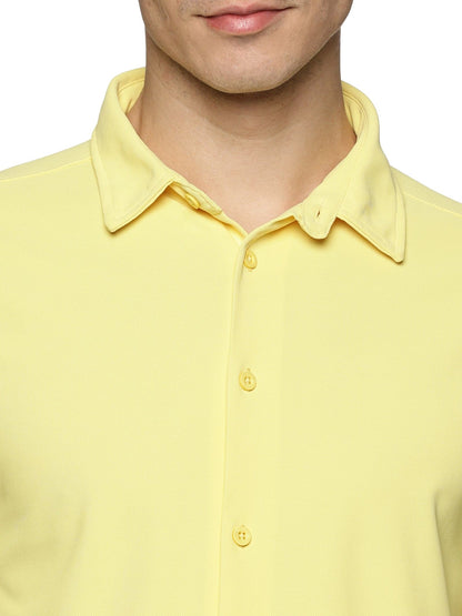 Short Sleeve Knitted Sunshine Yellow Island Solid Shirt