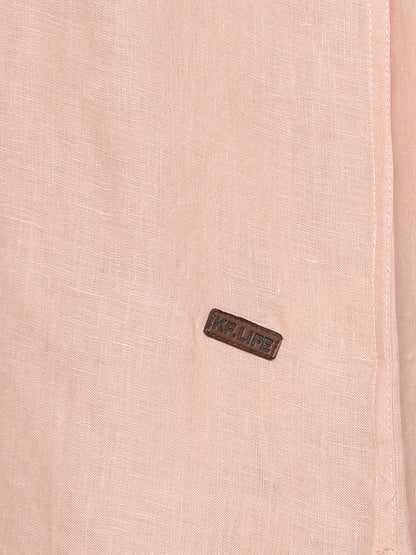 LINEN MANDARIN COLLAR DUSTY PEACH SHIRT