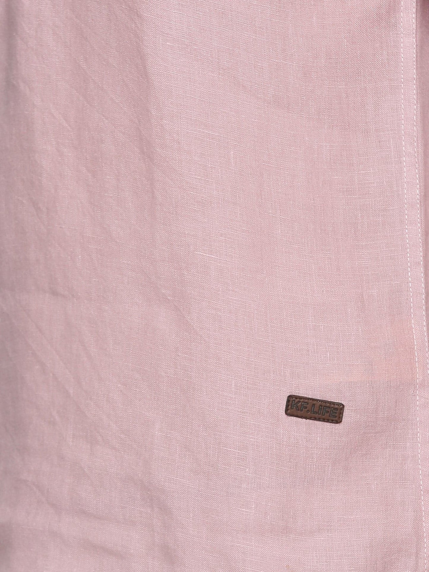 LINEN CENTRE PLACKET MANDARIN COLLAR DUSTY MAUVE SHIRT