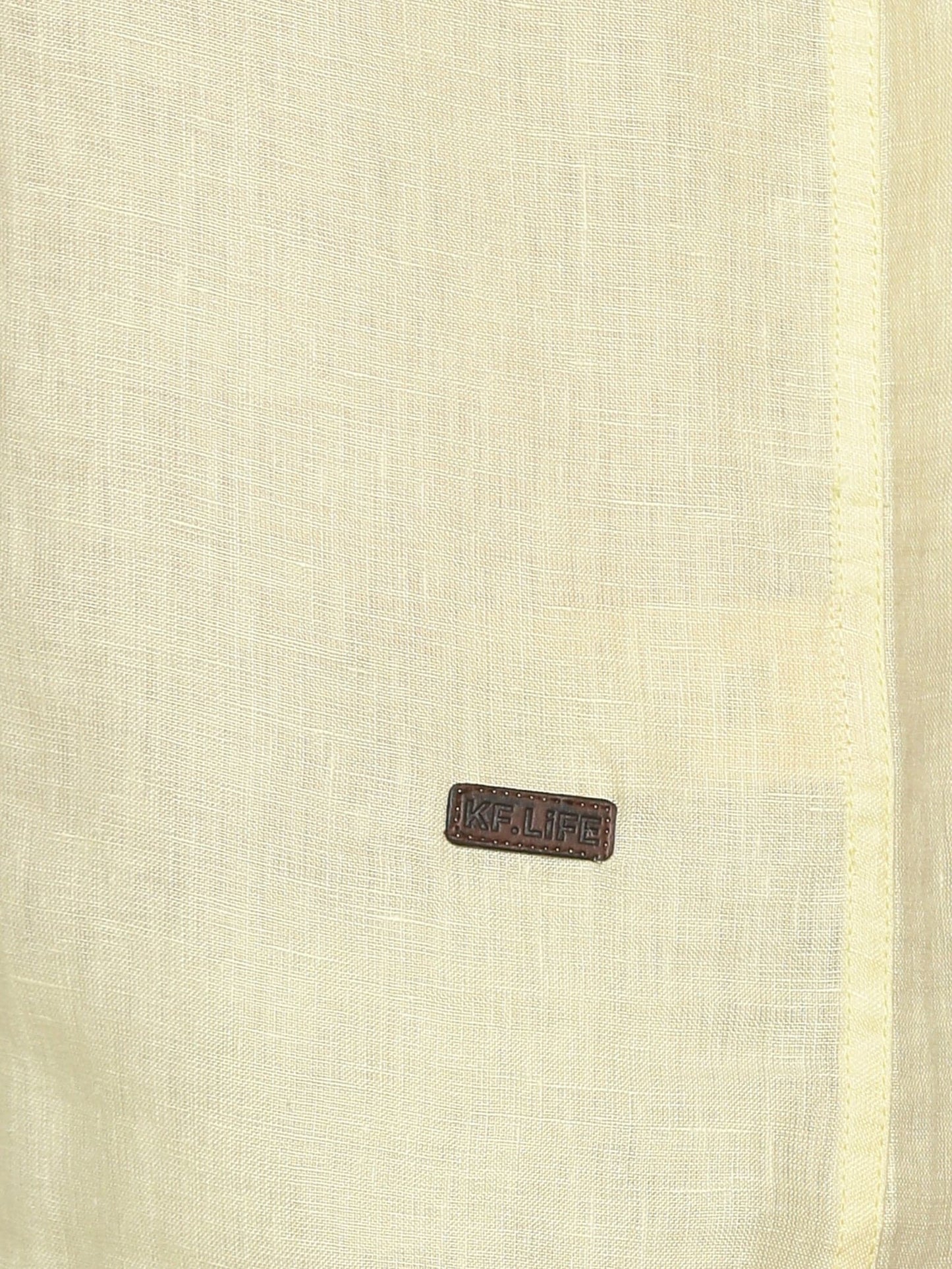 LINEN CENTRE PLACKET MANDARIN COLLAR PALE BANANA SHIRT