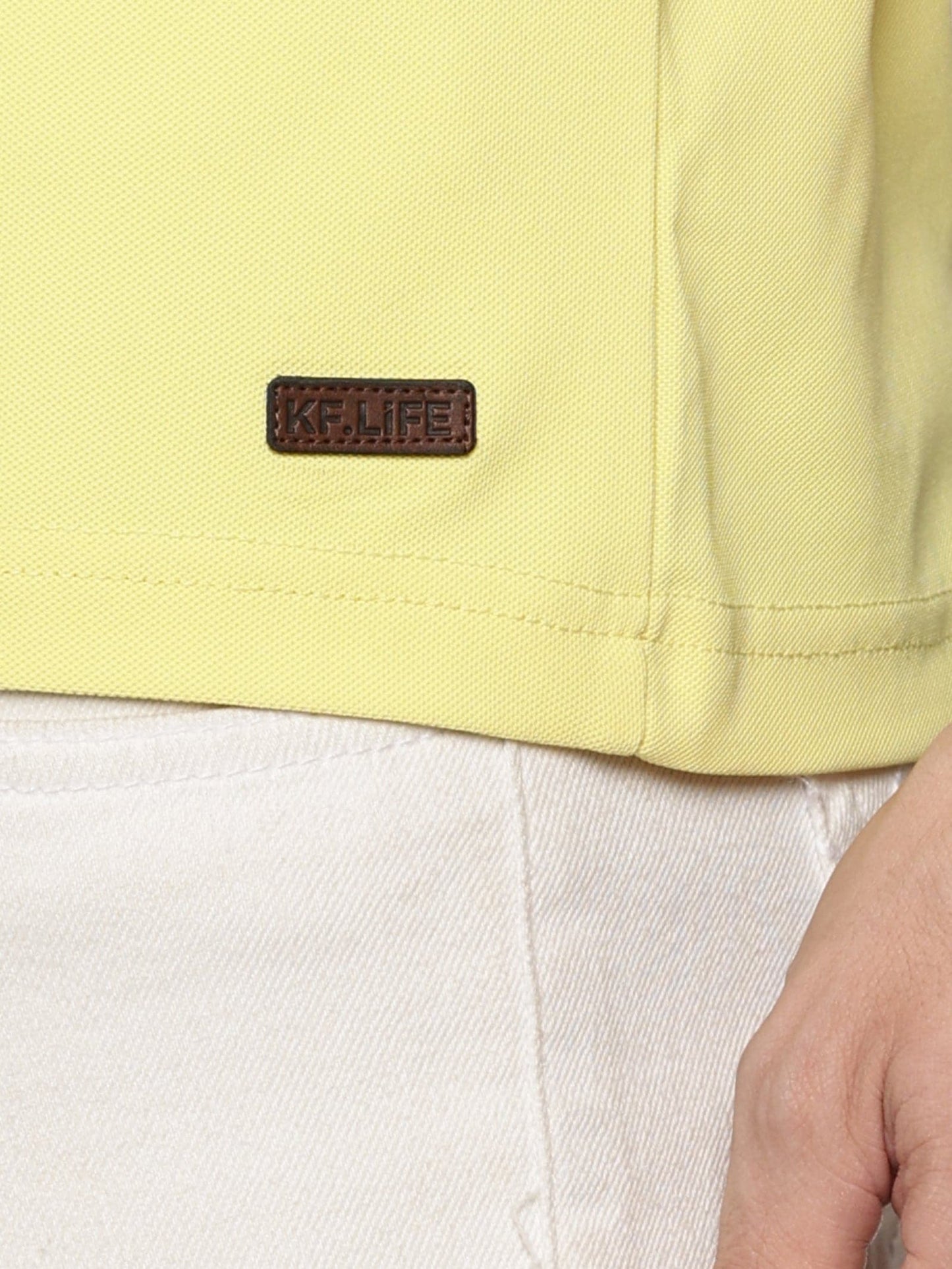 Short Sleeve Knitted Sunshine Yellow Island Solid Shirt