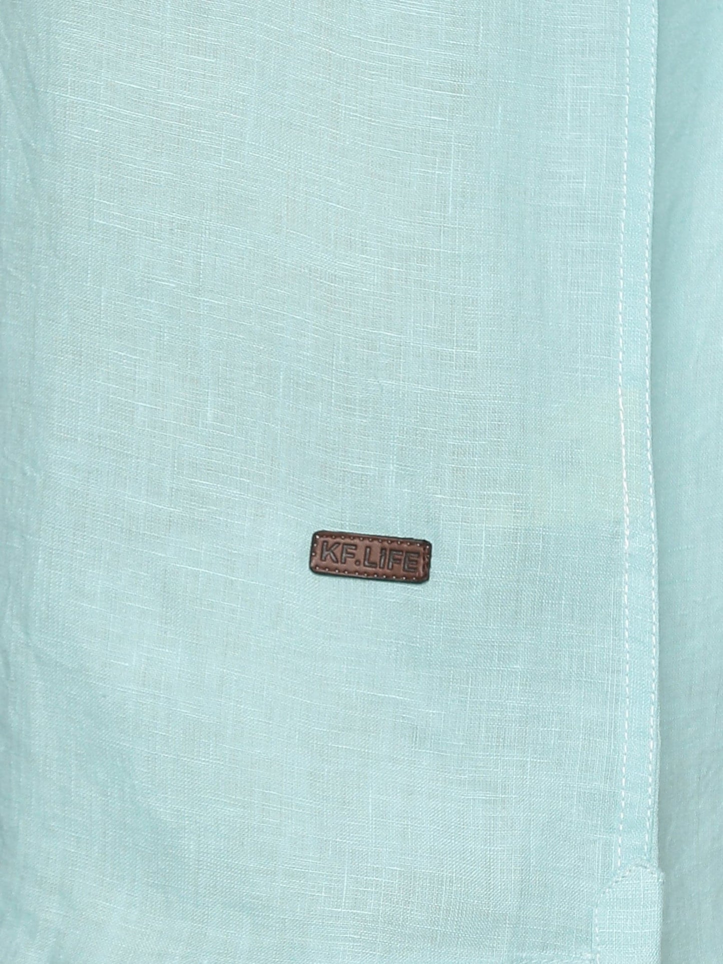 LINEN MANDARIN COLLAR ANGEL BLUE SHIRT