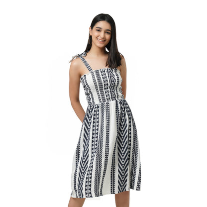 KF Black & White Jacquard dress