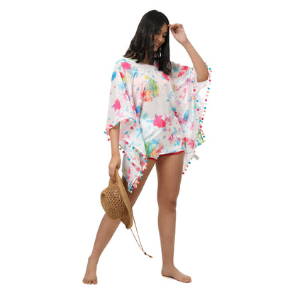 KF Multi colour Pom Pom Lace Cover Up