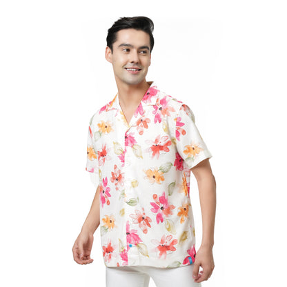 KF S/SLV FLORAL PRINTED POLY SHIRT