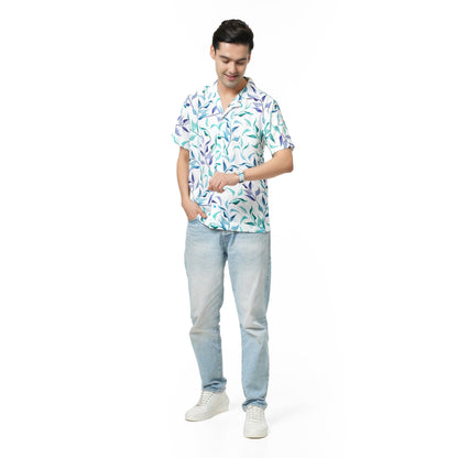 KF S/SLV FOLIAGE PRINTED POLY SHIRT