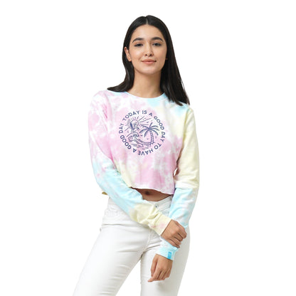 KF LONG SLEEVE CLOUD TIE & DYE CROPPED T SHIRT