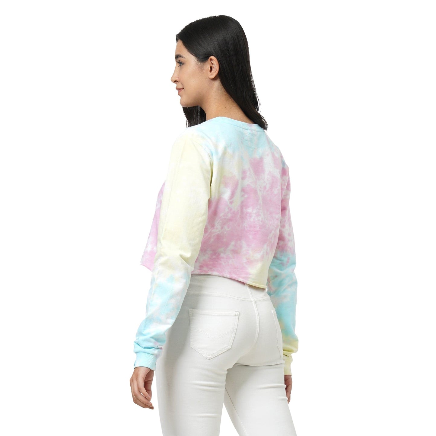 KF LONG SLEEVE CLOUD TIE & DYE CROPPED T SHIRT