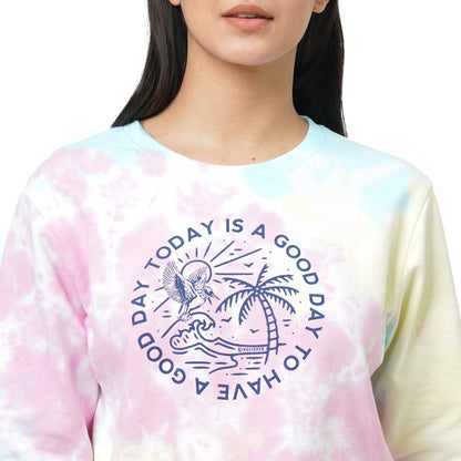 KF LONG SLEEVE CLOUD TIE & DYE CROPPED T SHIRT