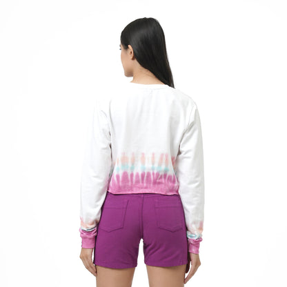 KF LONG SLEEVE TIE & DYE CROPPED T SHIRT