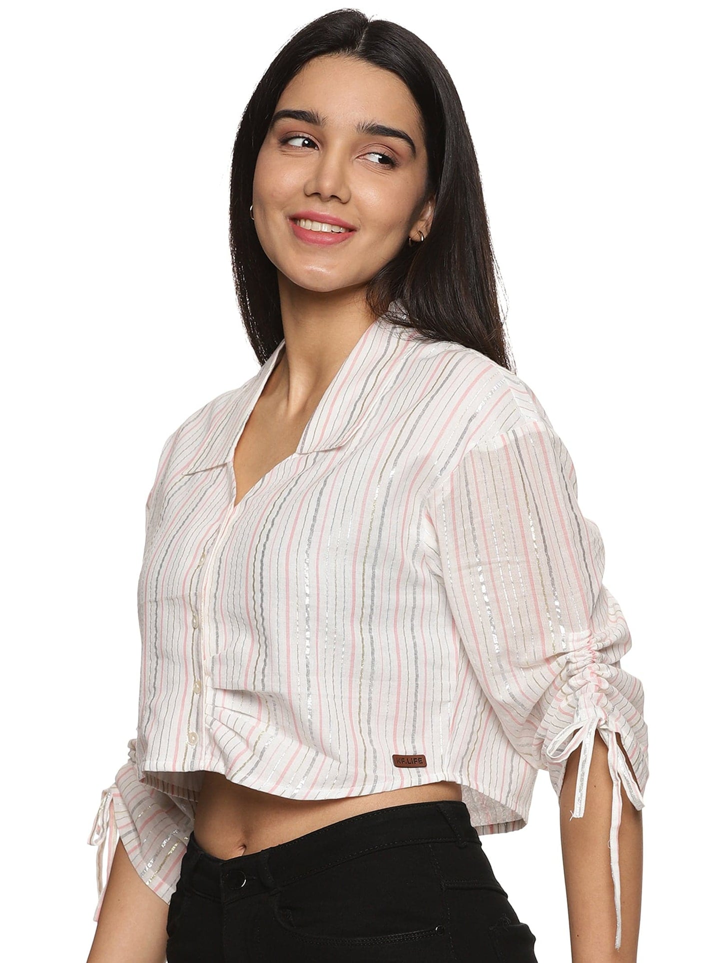 KF F/Slv Lurex Crop Shirt