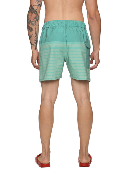 KF STRIPE GREEN BOARD/SWIM SHORTS - 5"