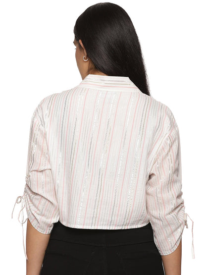 KF F/Slv Lurex Crop Shirt