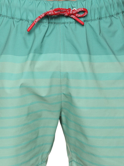 KF STRIPE GREEN BOARD/SWIM SHORTS - 5"